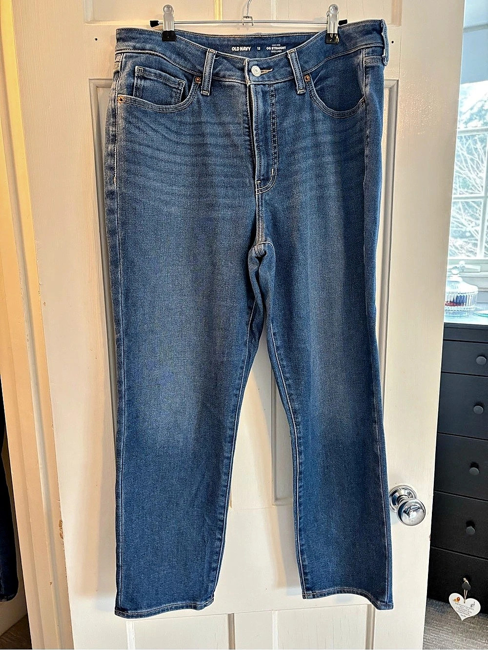 Old Navy High-Waisted OG Straight Cozy Lined Jeans Women's Straight Leg Blue